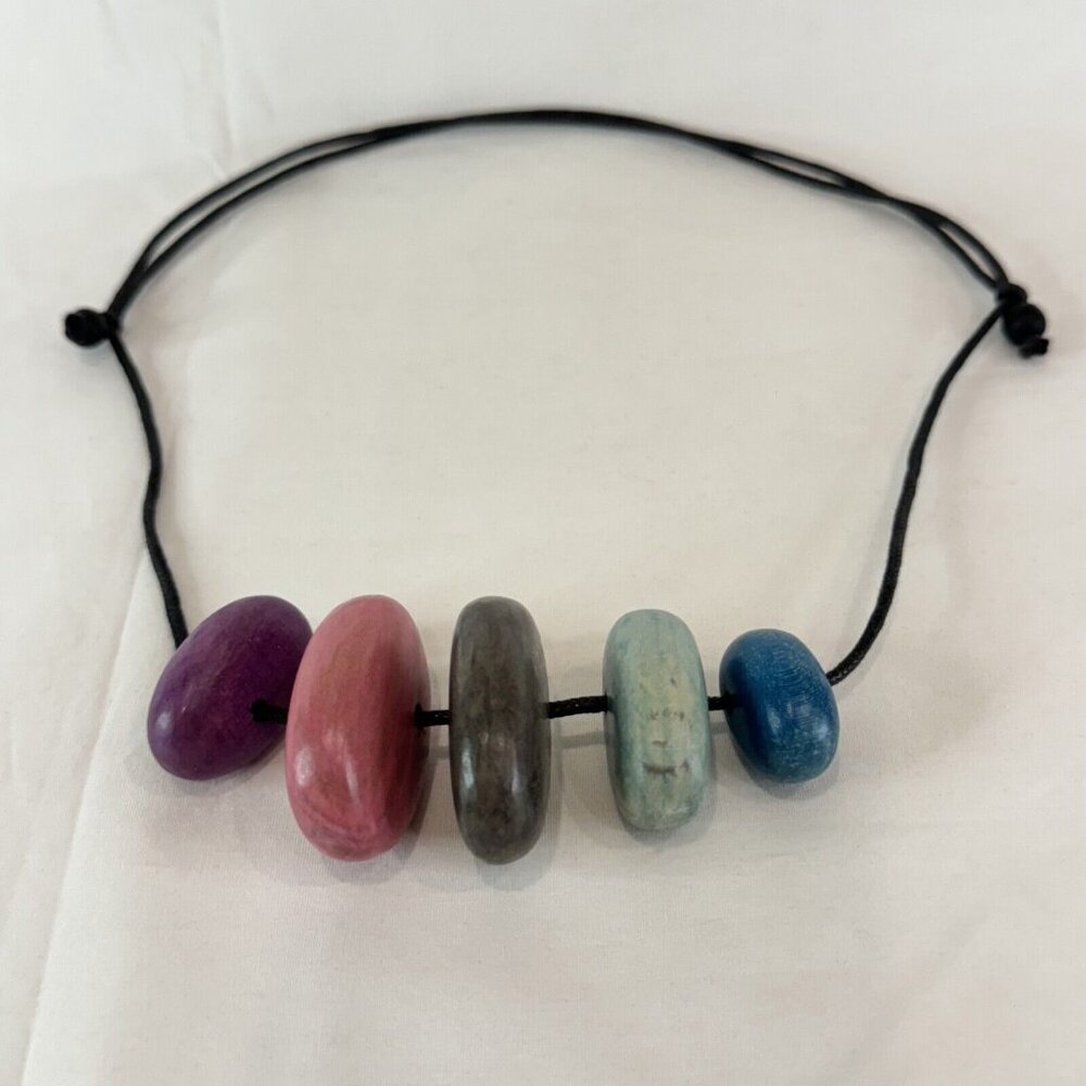 Beach Stone Like Colourful Necklace 16 inches Lightweight Adjustable Calming